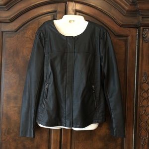 BKACK LEATHER LIKE JACKET
